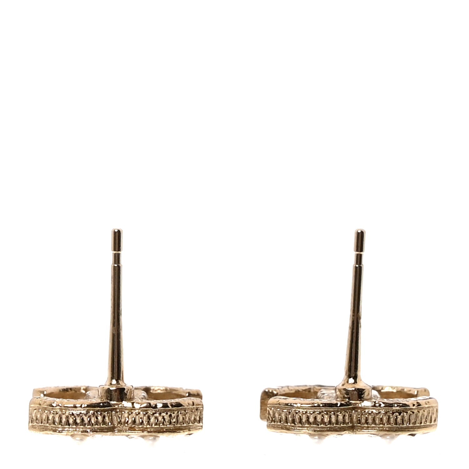 Pearl Crystal CC Earrings Light Gold