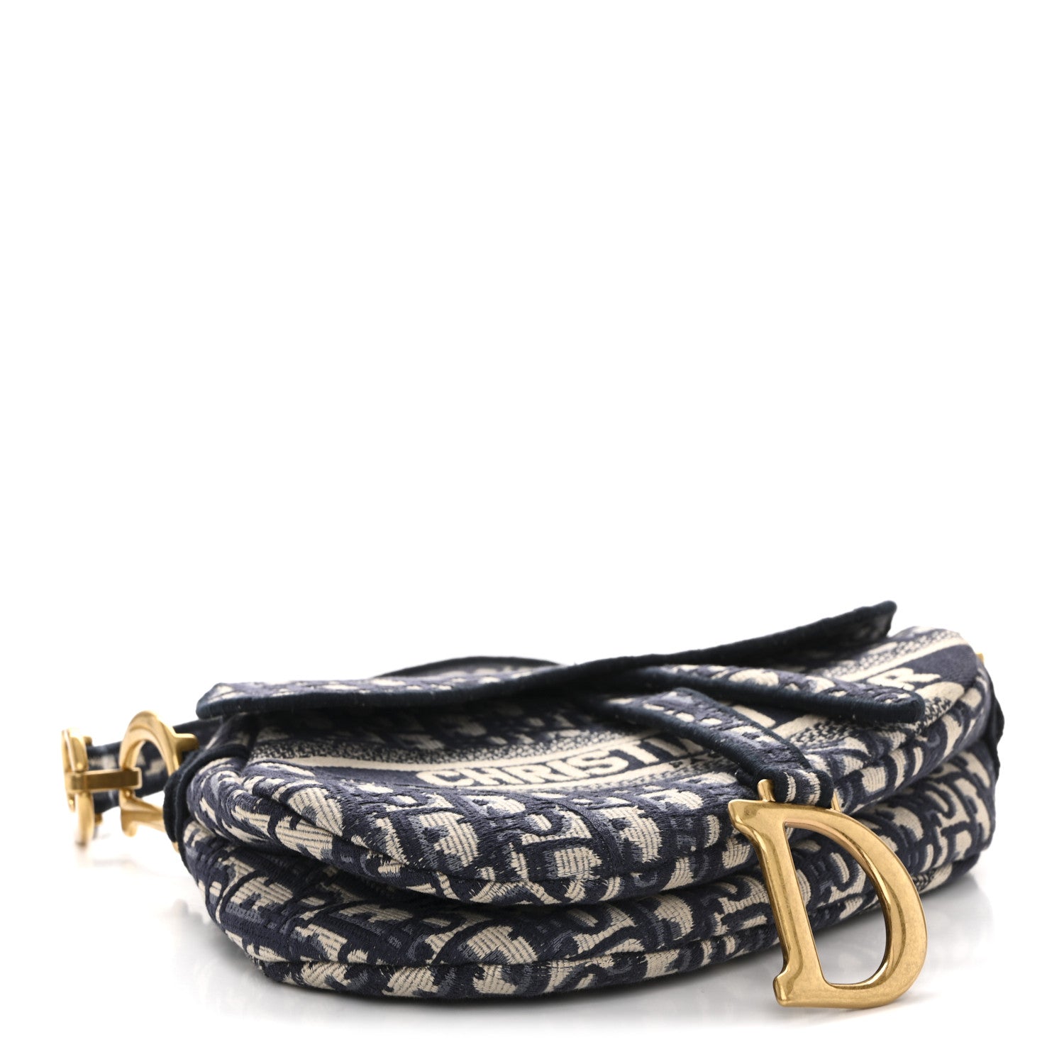 Christian Dior Oblique Embroidered Saddle Bag Blue