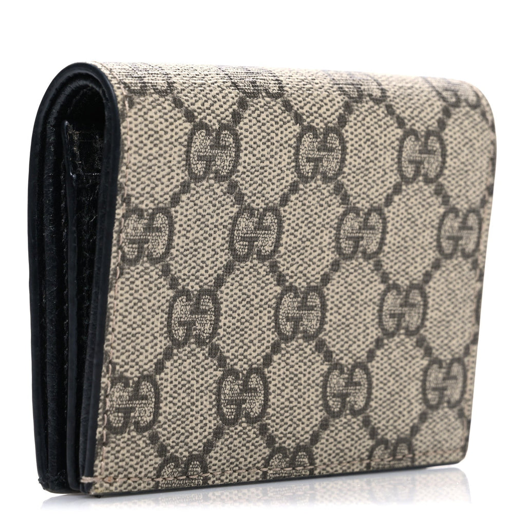 Gucci Dollar Calfskin GG Supreme Monogram GG Marmont Card Case Black Beige Ebony