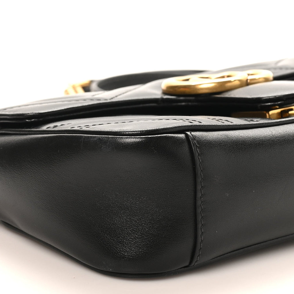 Gucci Calfskin Matelasse Mini GG Marmont Shoulder Bag Black