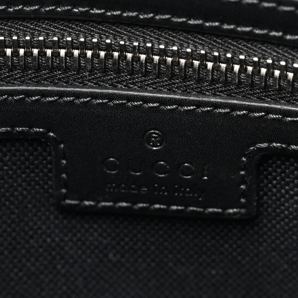 Gucci GG Supreme Monogram Appia Calfskin Web Flat Messenger Bag Black Grey