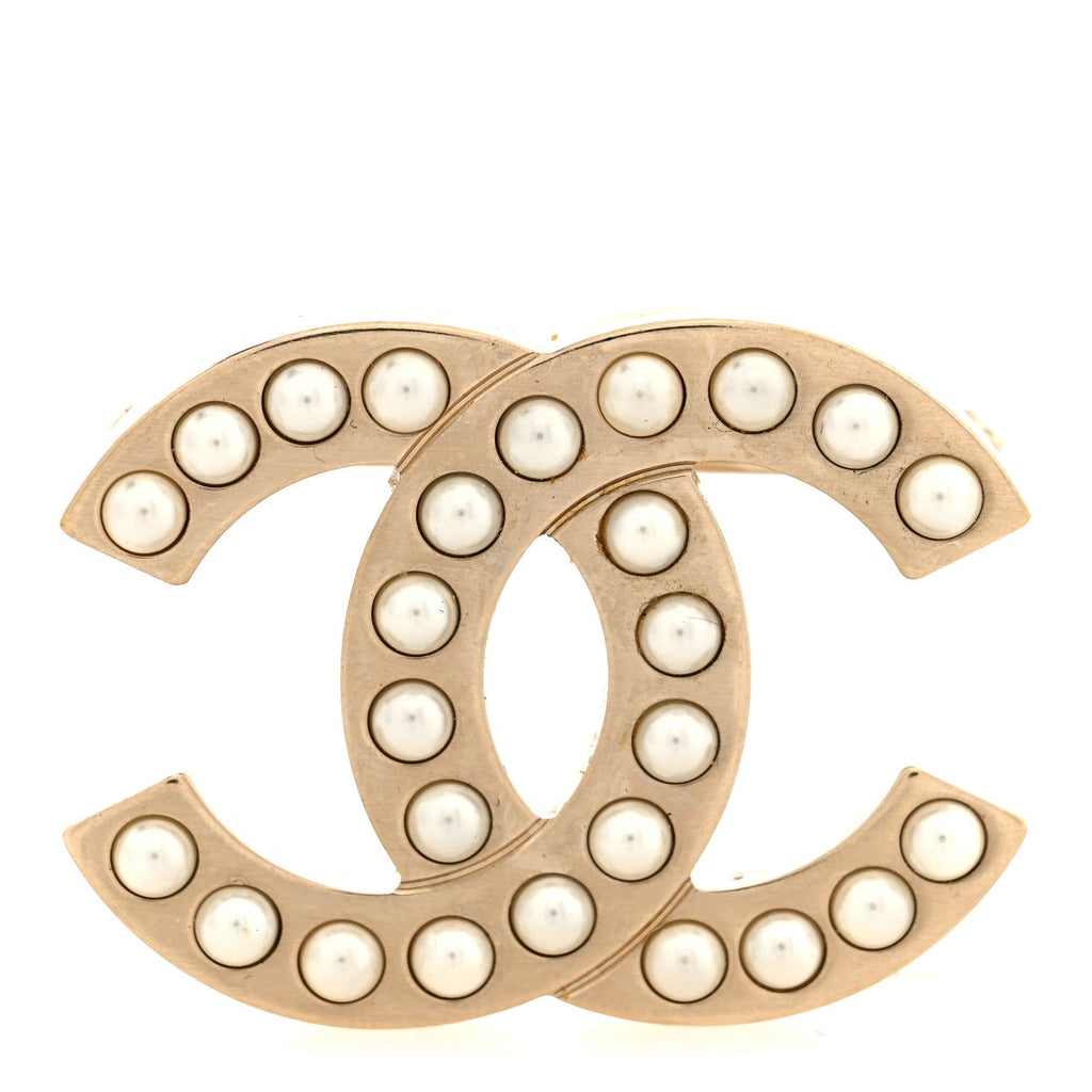 Pearl CC Brooch Gold
