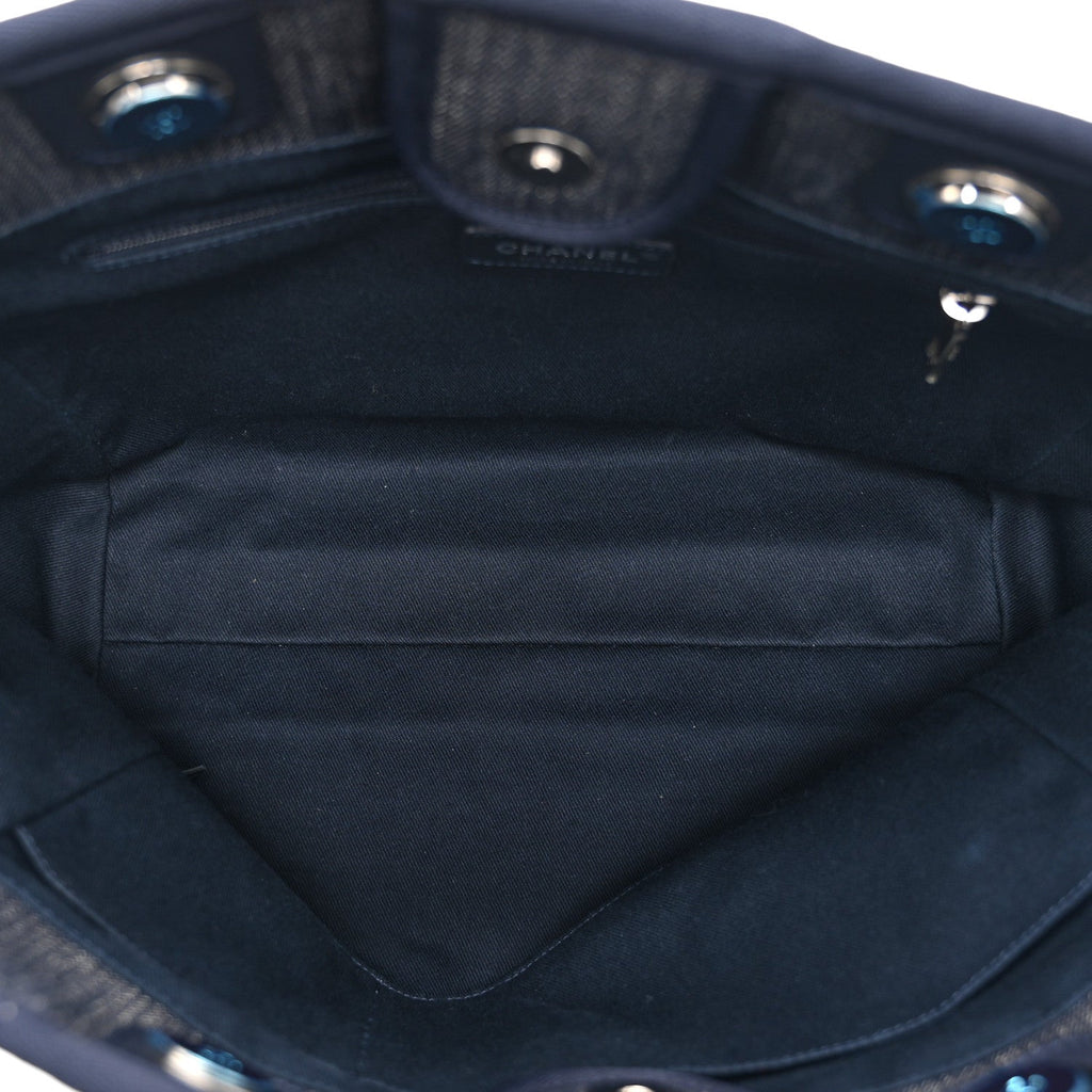 Chanel Denim Small Deauville Tote Blue Orange