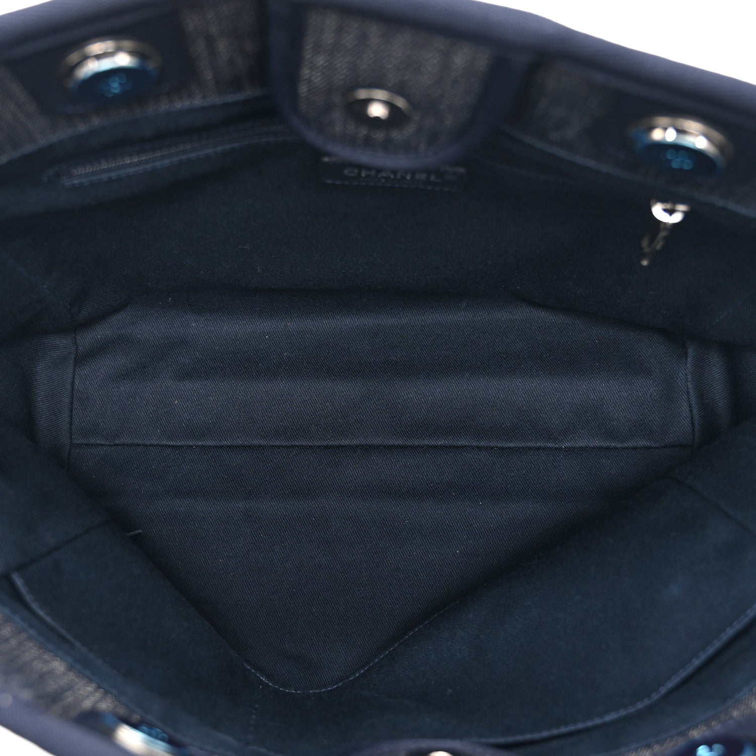 Chanel Denim Small Deauville Tote Blue Orange