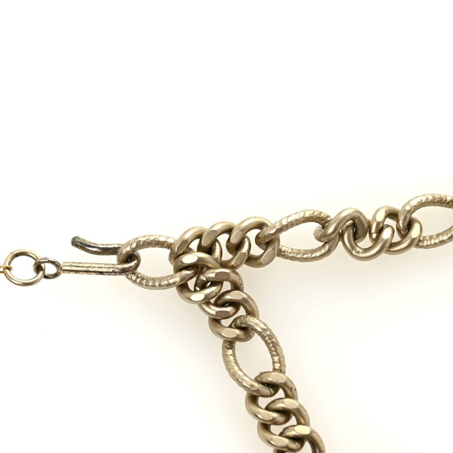 Metal Pearl Chain CC Triple Medallion Charm Belt Gold