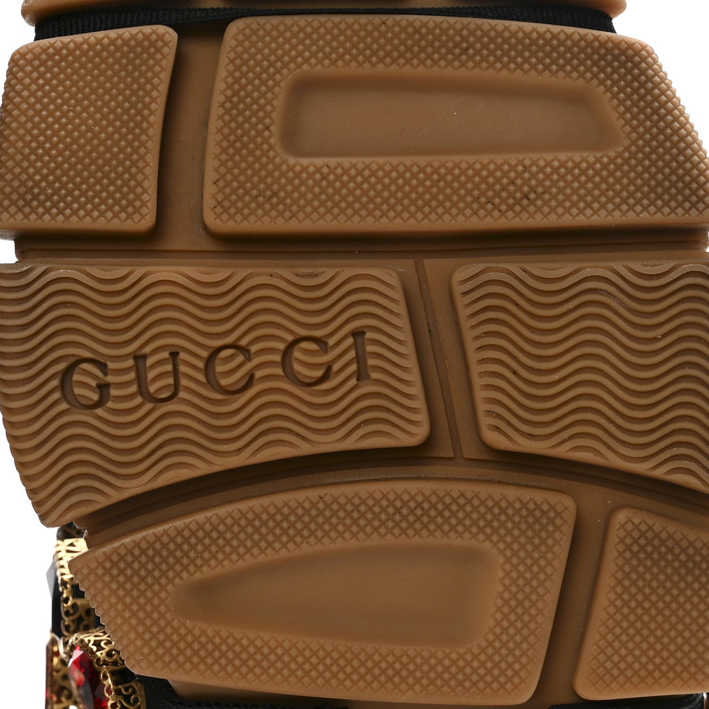 Gucci X SEGA Metallic Calfskin Mesh Removable Crystals Womens Flashtrek Sneakers 36 Rame Mystic White Lago