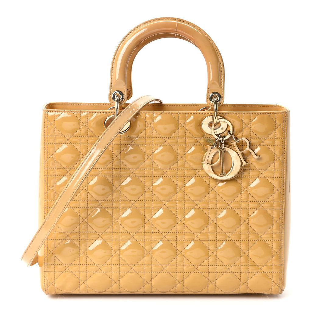 Christian Dior Patent Cannage Large Lady Dior Beige