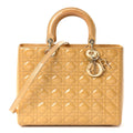 Christian Dior Patent Cannage Large Lady Dior Beige