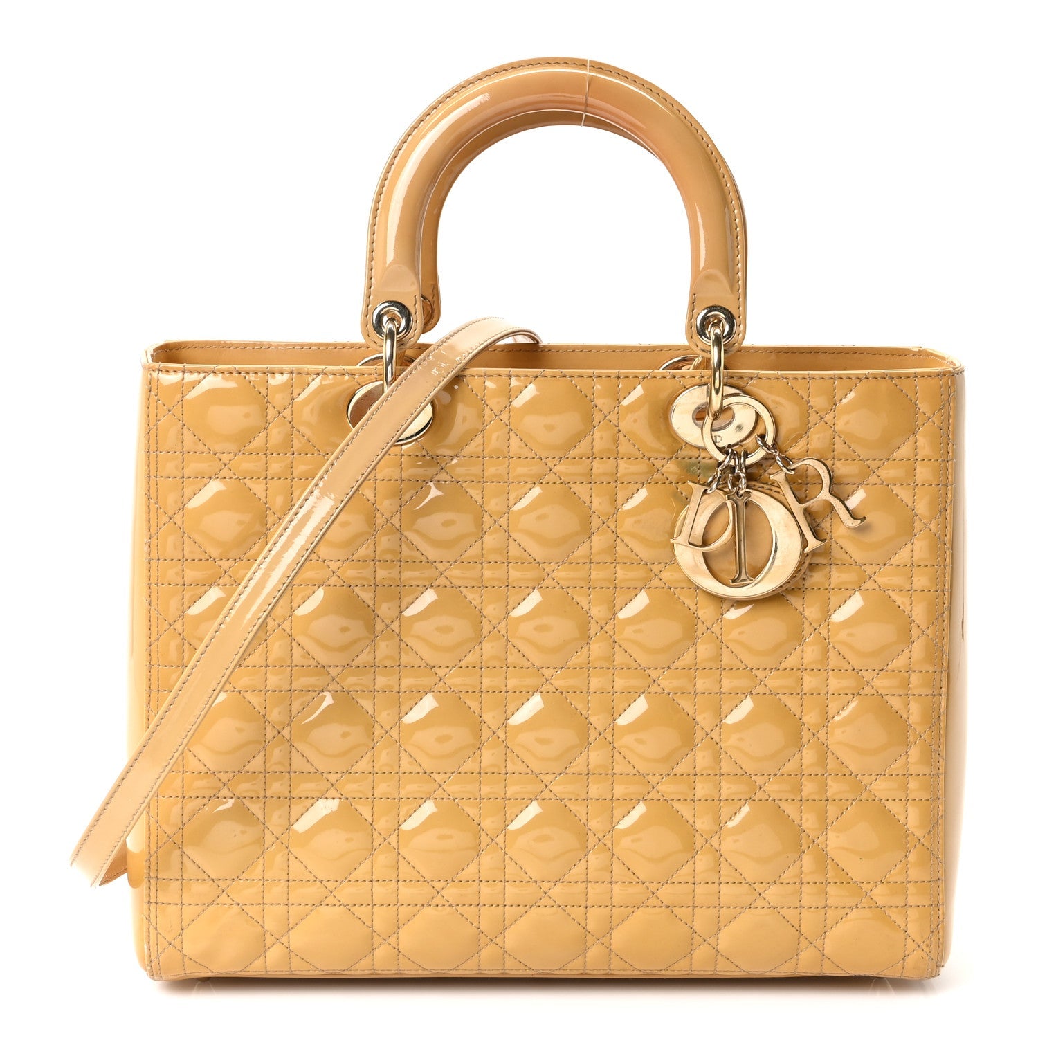 Christian Dior Patent Cannage Large Lady Dior Beige