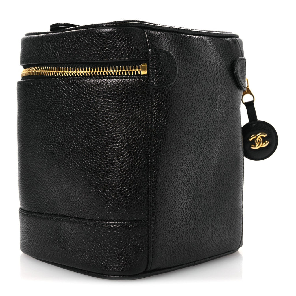 Chanel Caviar Vanity Cosmetic Case Black