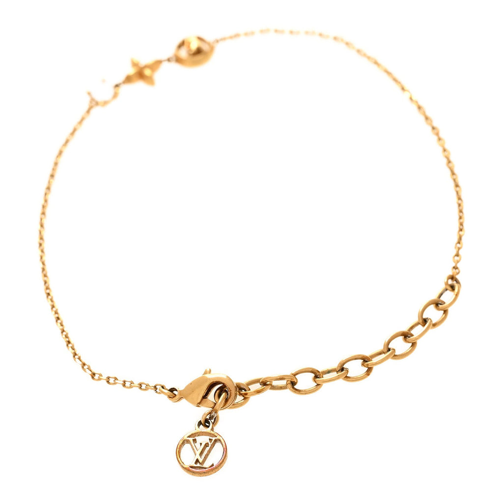 Louis Vuitton Metal Crystal Petit Louis Bracelet Gold