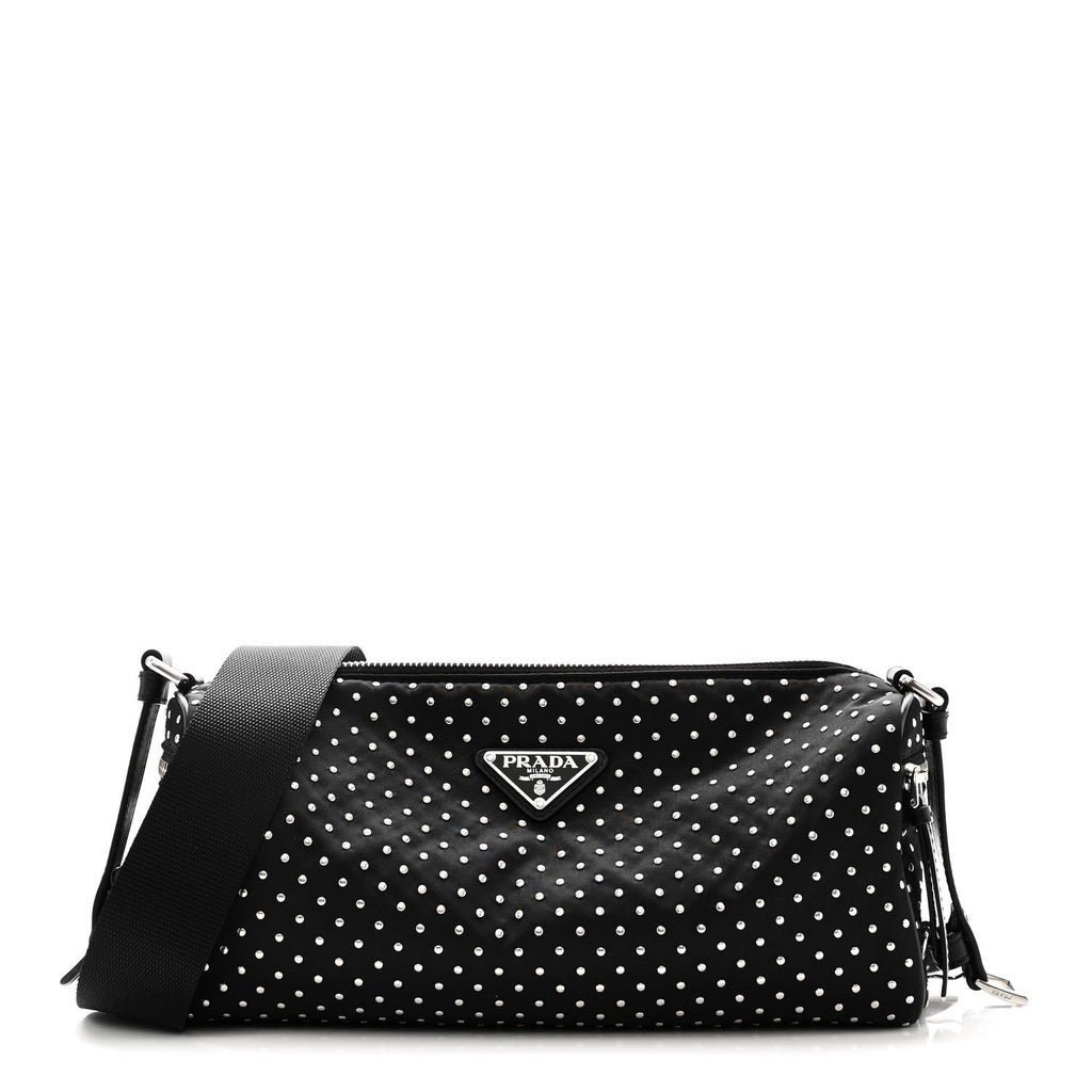 Prada Re-Nylon Studded Shoulder Bag Black