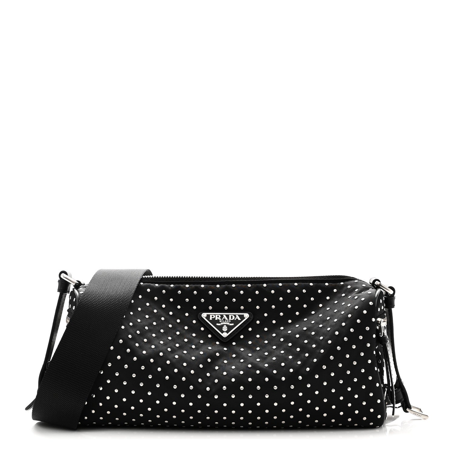 Prada Re-Nylon Studded Shoulder Bag Black