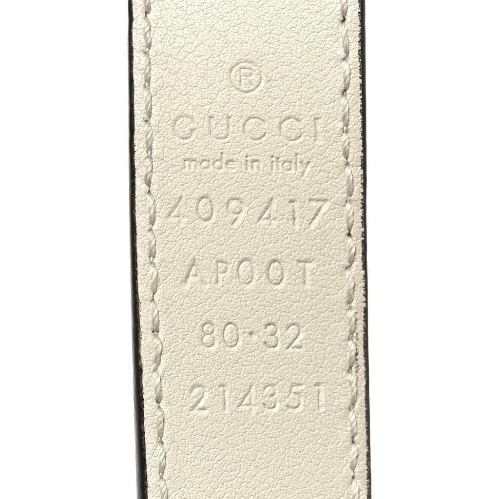 Gucci Calfskin Double G 20mm Belt 80 32 Mystic White