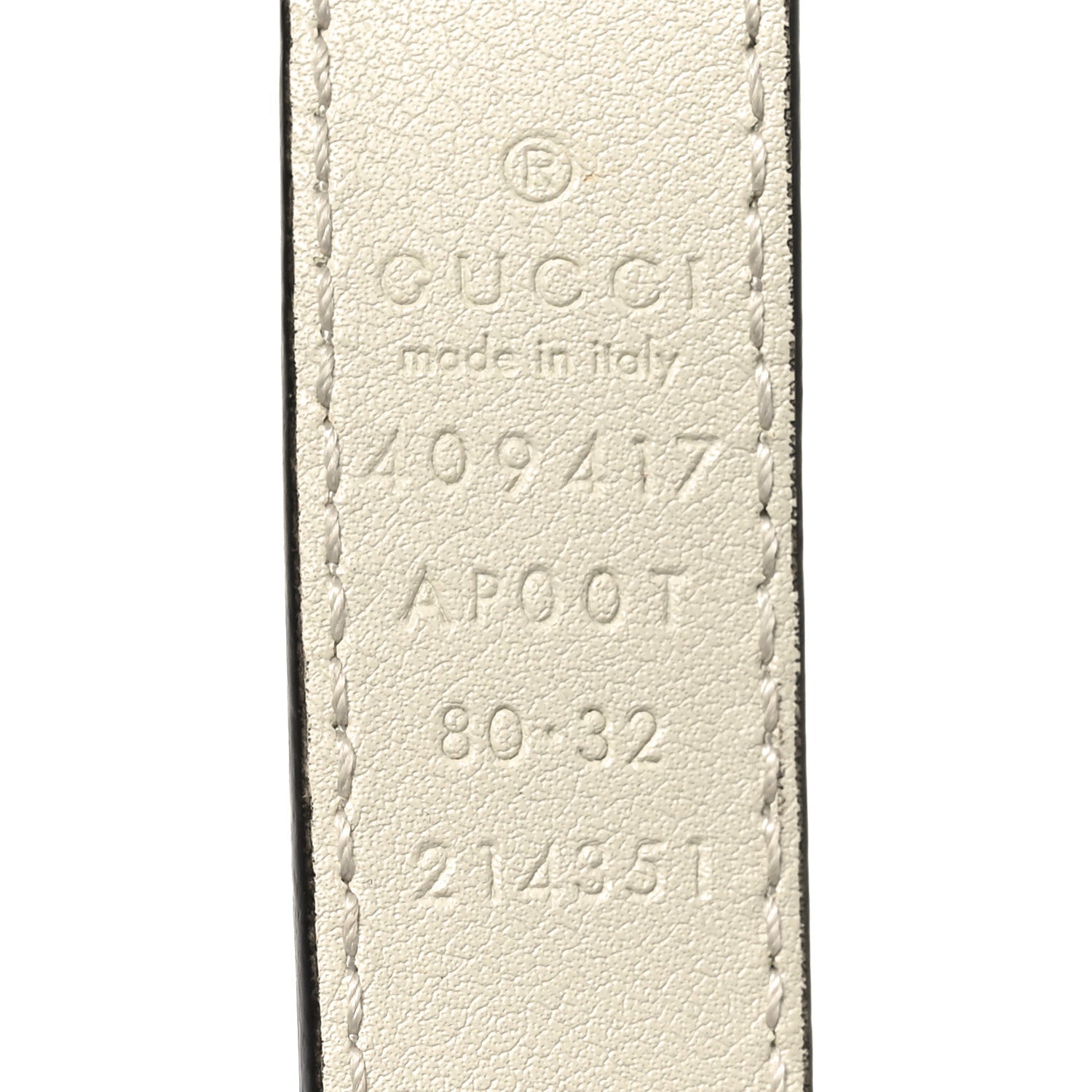 Gucci Calfskin Double G 20mm Belt 80 32 Mystic White