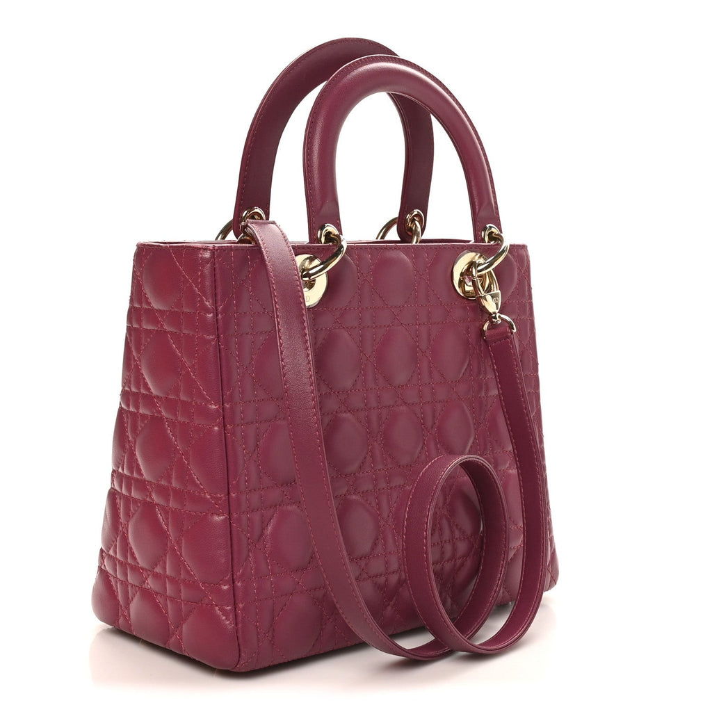 Christian Dior Lambskin Cannage Medium Lady Dior Purple