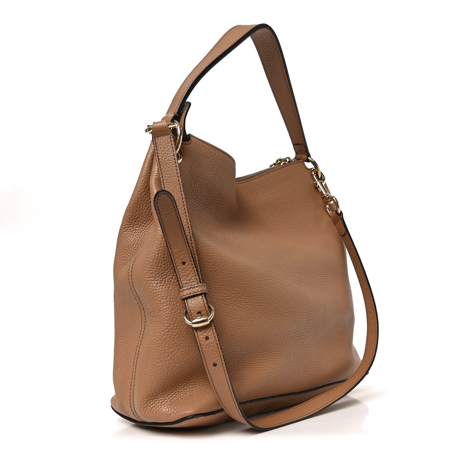 Gucci Pebbled Calfskin Large Soho Hobo Camelia