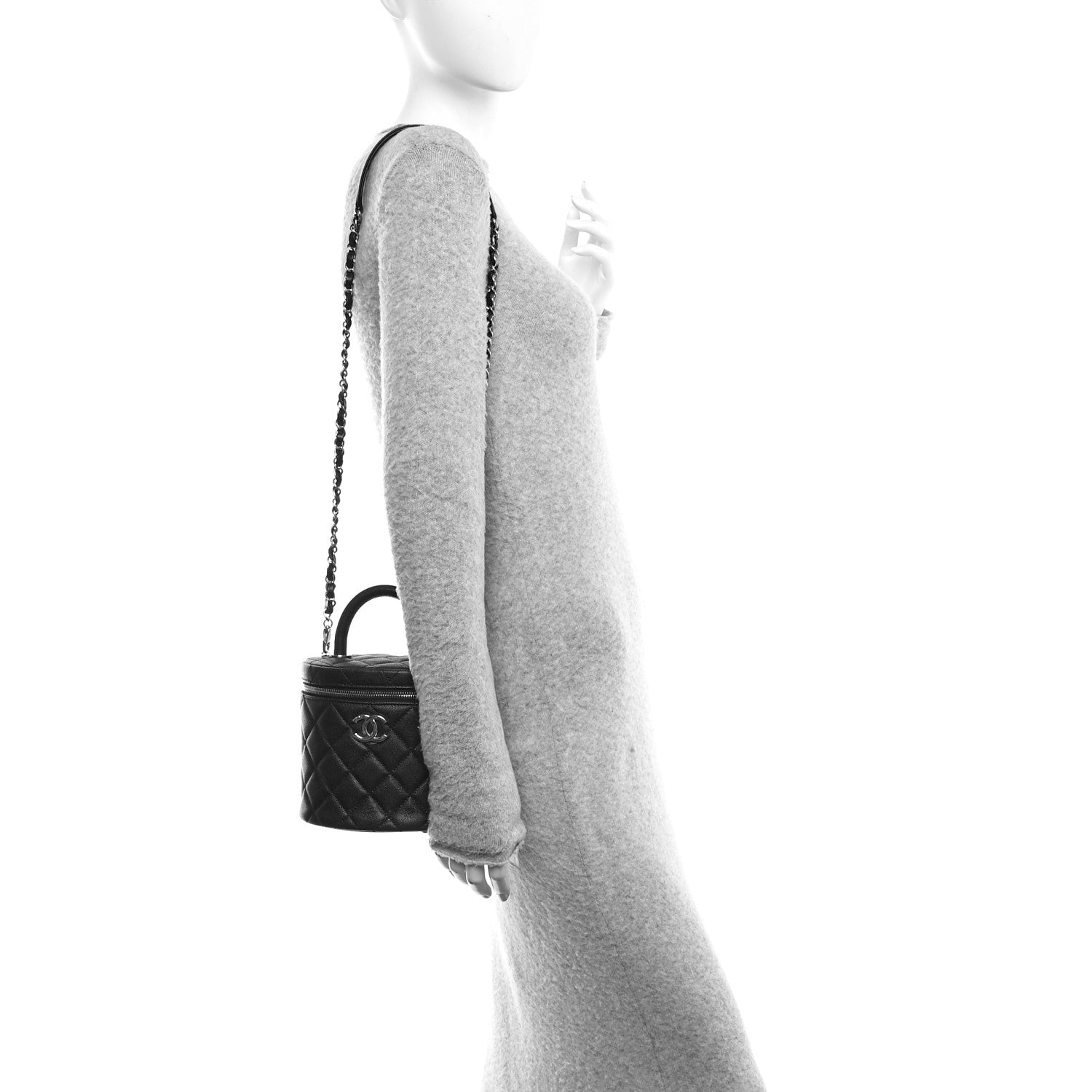 Chanel Caviar Quilted Top Handle Vanity Case Black