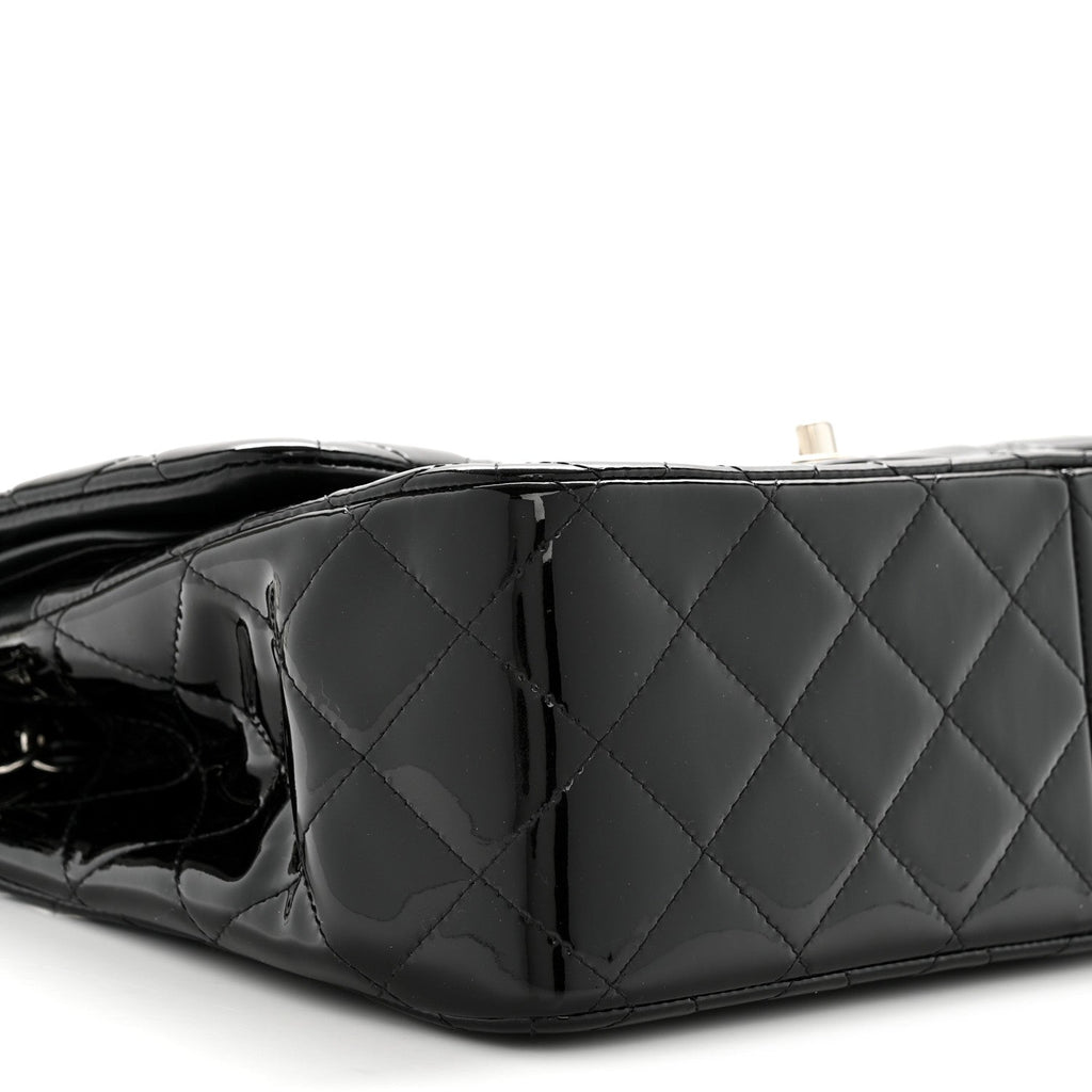 Chanel Patent Quilted Jumbo Double Flap Black