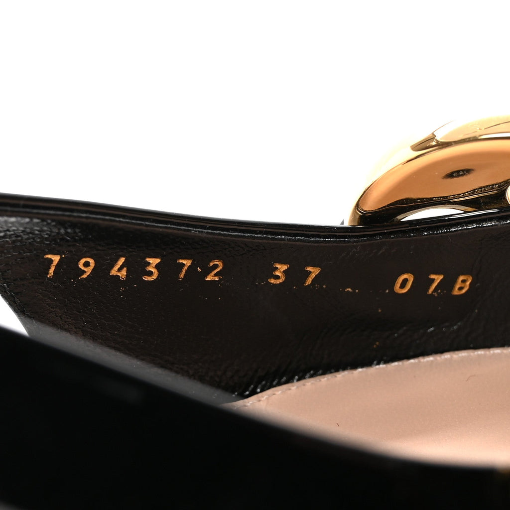 Gucci Vernice Crystal Nappa Charlotte Marina Slingback Pumps 37 Black