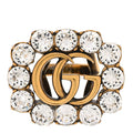 Gucci Metal Crystal Double G Ring XS Aged Gold