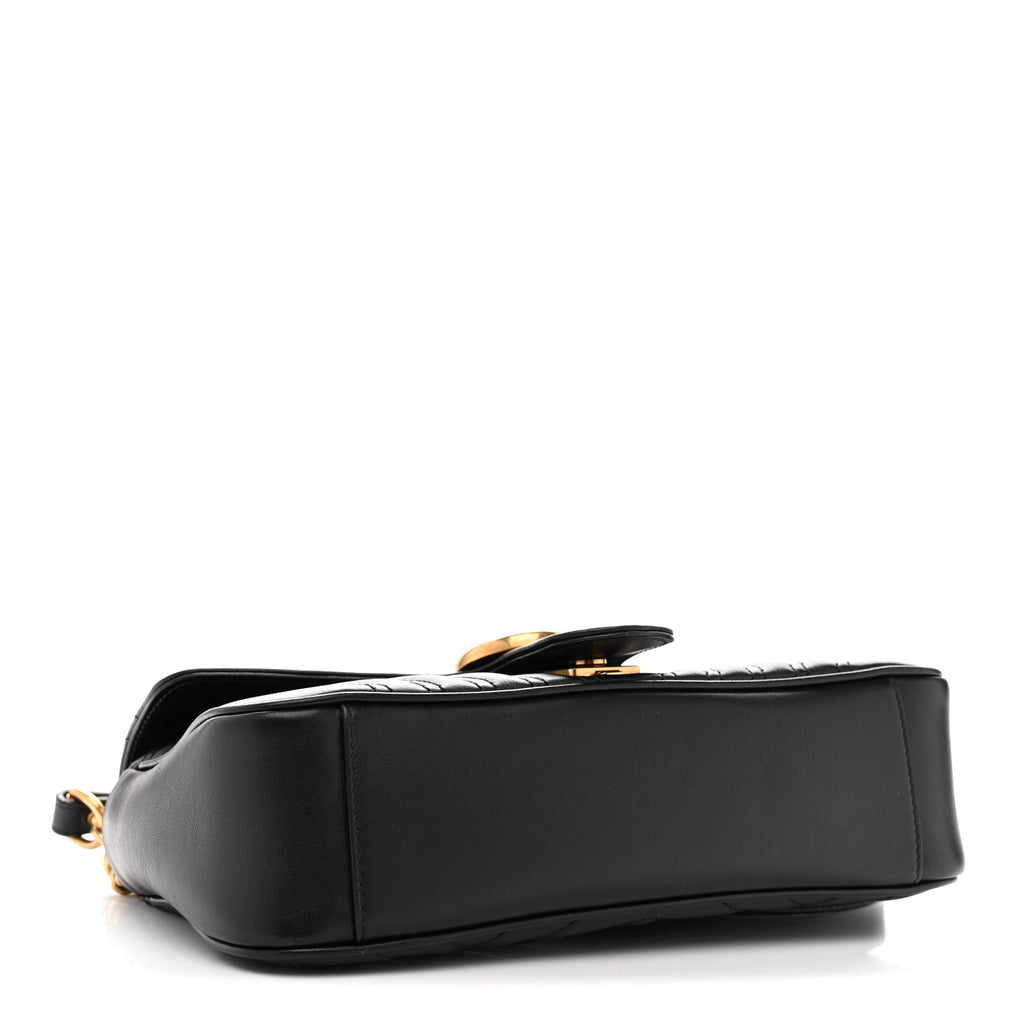 Gucci Calfskin Matelasse Small GG Marmont Shoulder Bag Black