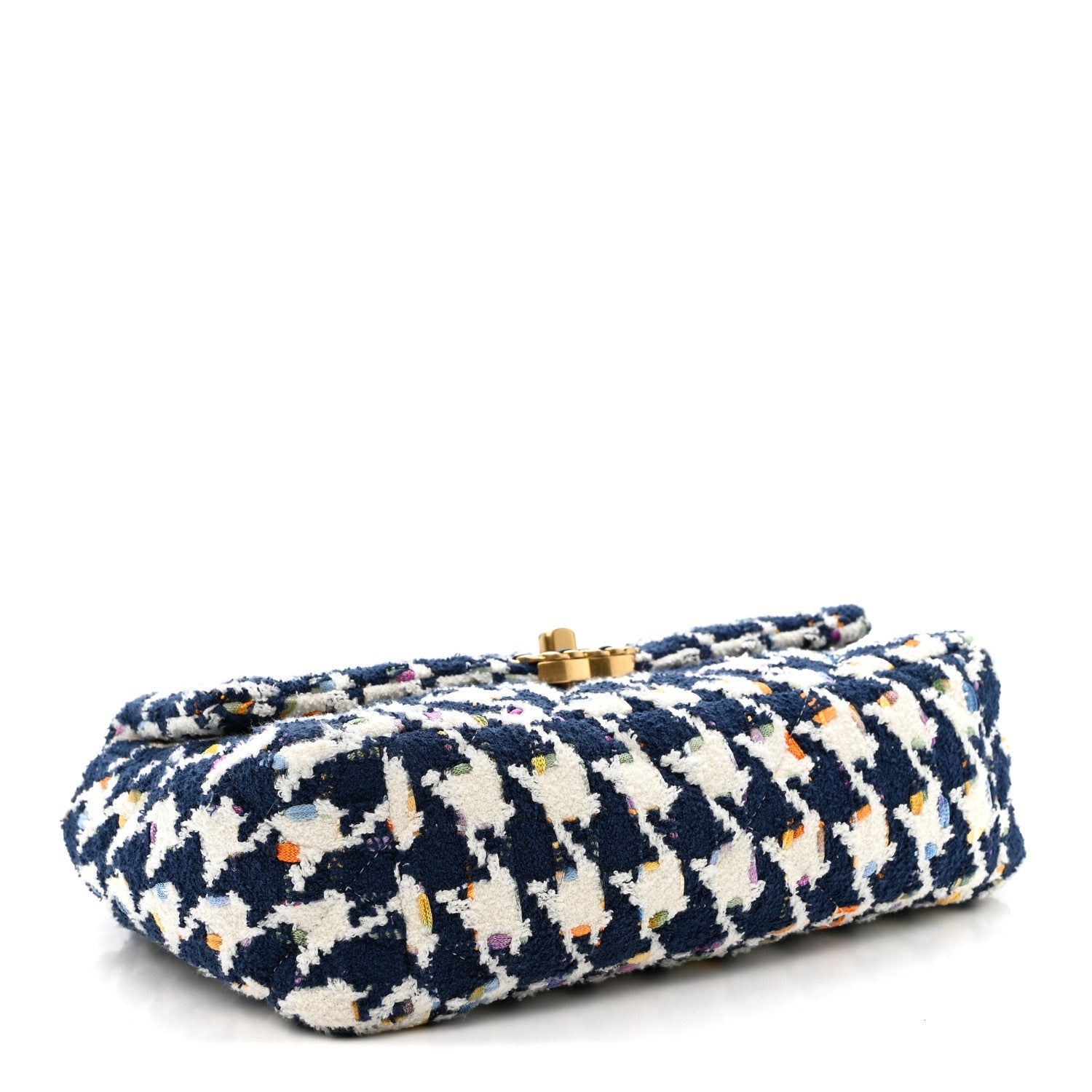 Chanel Tweed Quilted Medium Chanel 19 Flap Ecru Navy Blue Multicolor