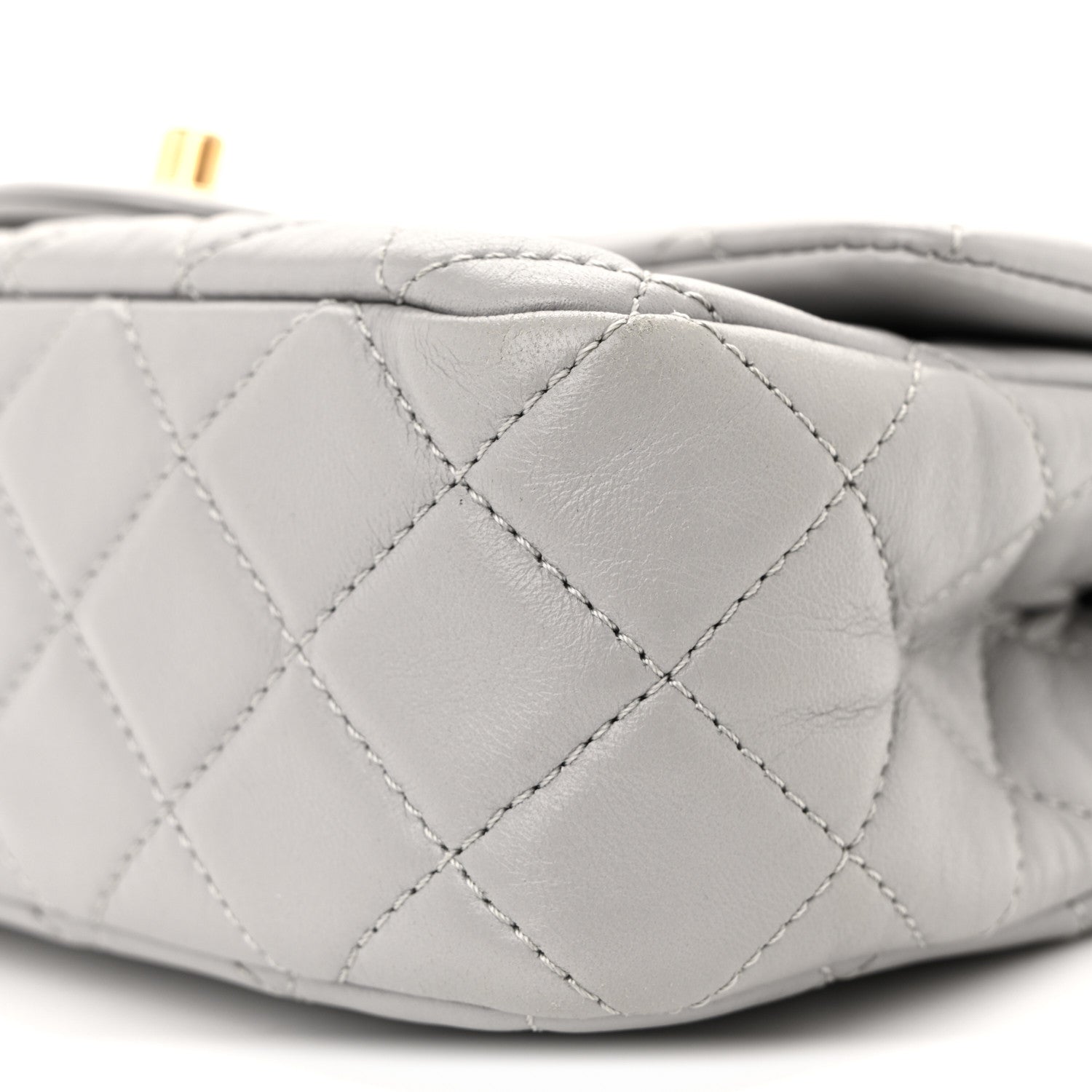 Chanel Lambskin Quilted Mini Rectangular Pearl Crush Flap Grey