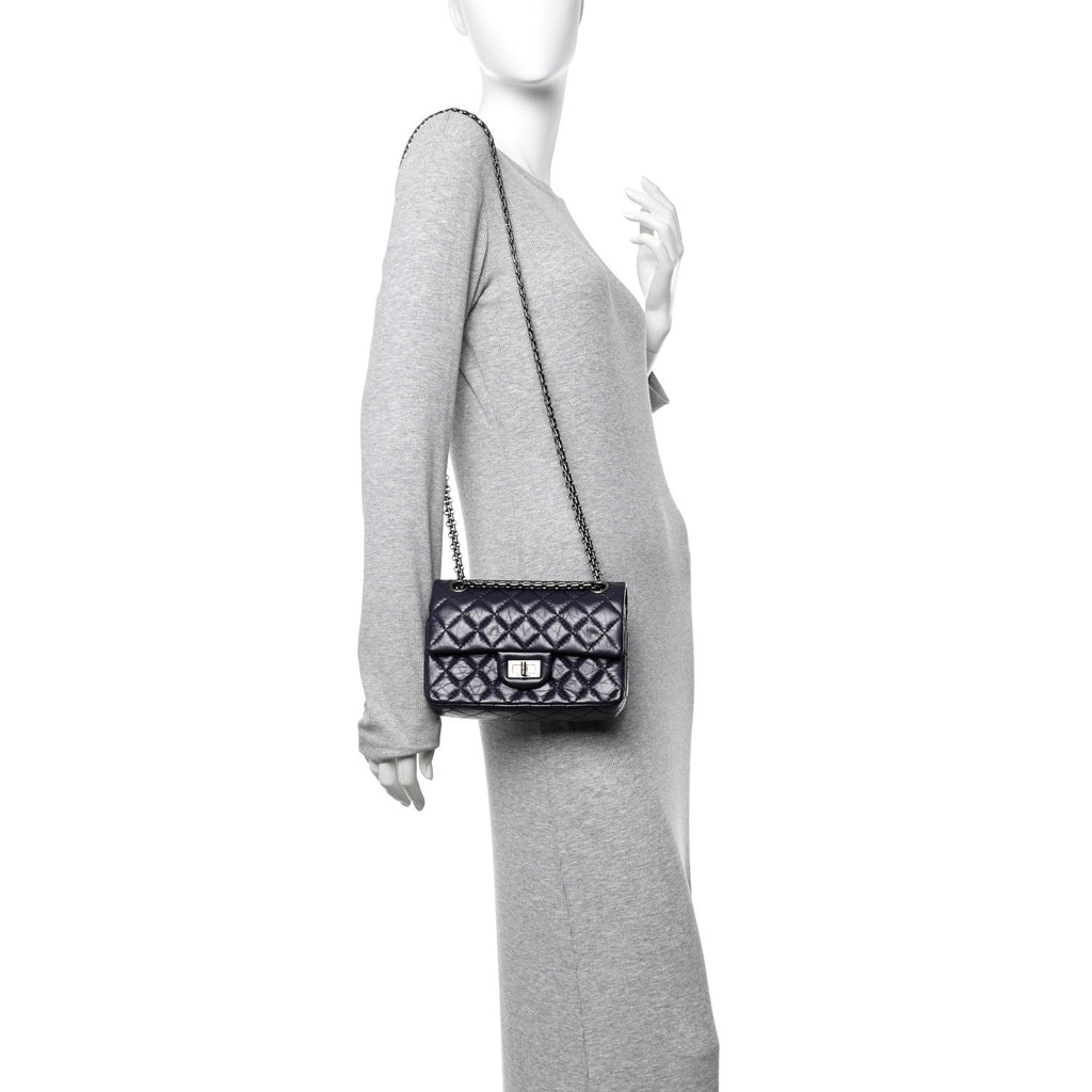 Chanel Aged Calfskin Quilted 2.55 Reissue Mini Flap Dark Purple