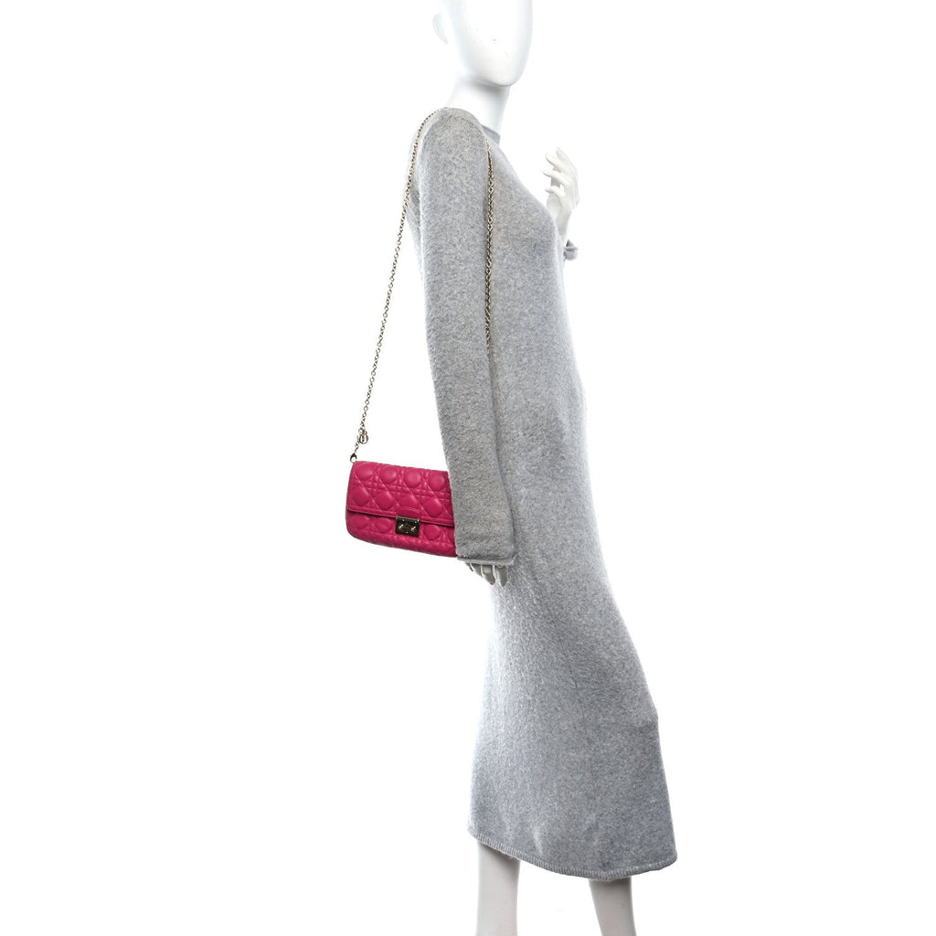 Christian Dior Lambskin Cannage Miss Dior Promenade Pouch Fuchsia