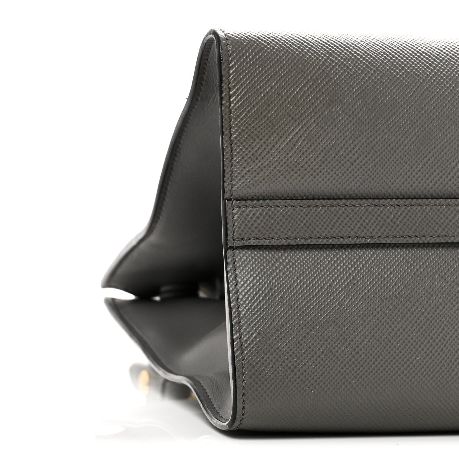 Prada Saffiano Cuir Calfskin Medium Monochrome Top Handle Tote Ardesia