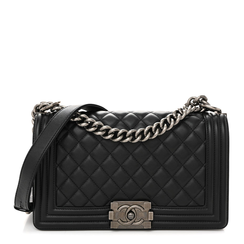 Chanel Lambskin Quilted Medium Boy Flap Black