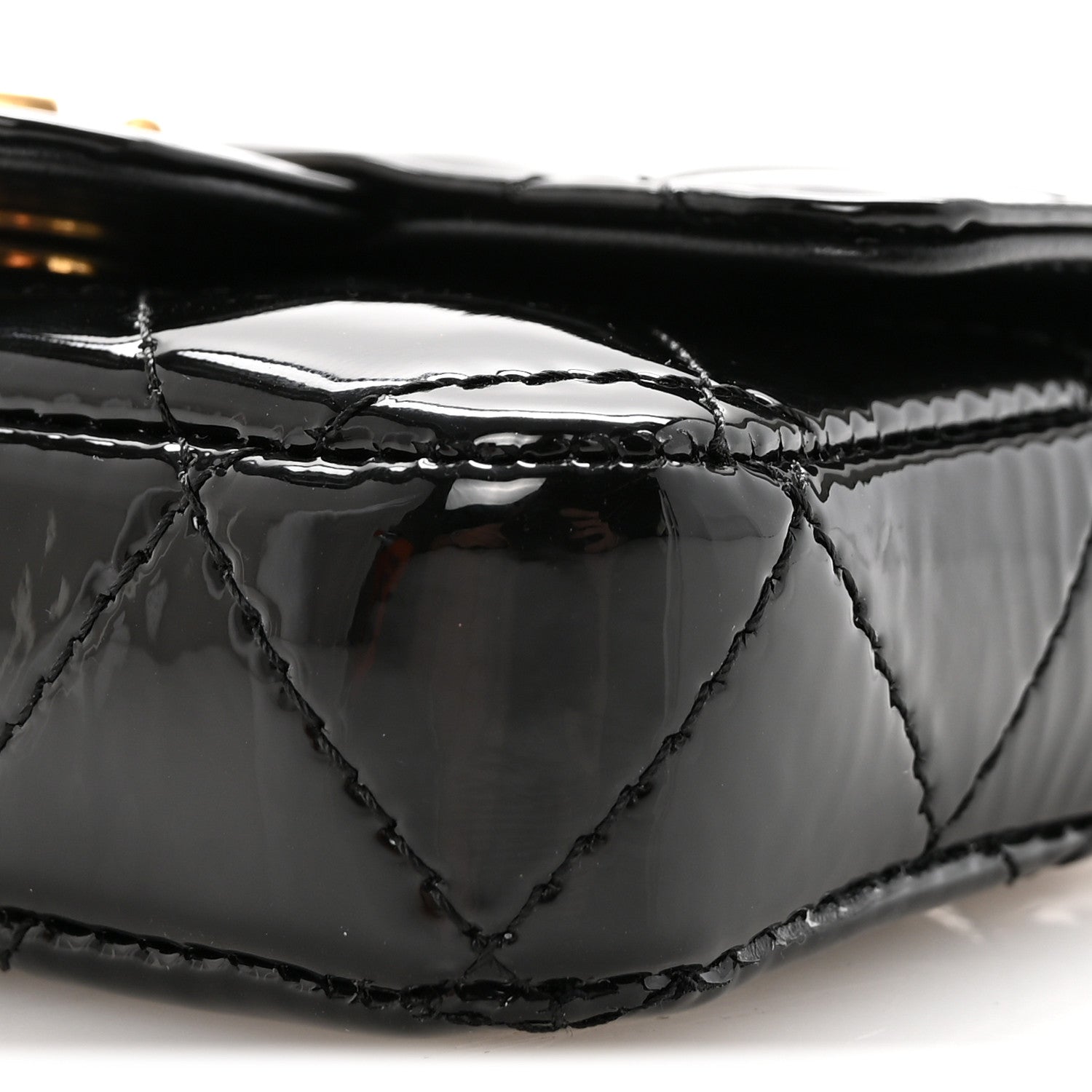 Chanel Patent Enamel Quilted Coco Hearts Clutch With Chain Black