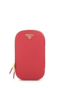 Prada Red Leather Zip Phone Holder Cross-Body
