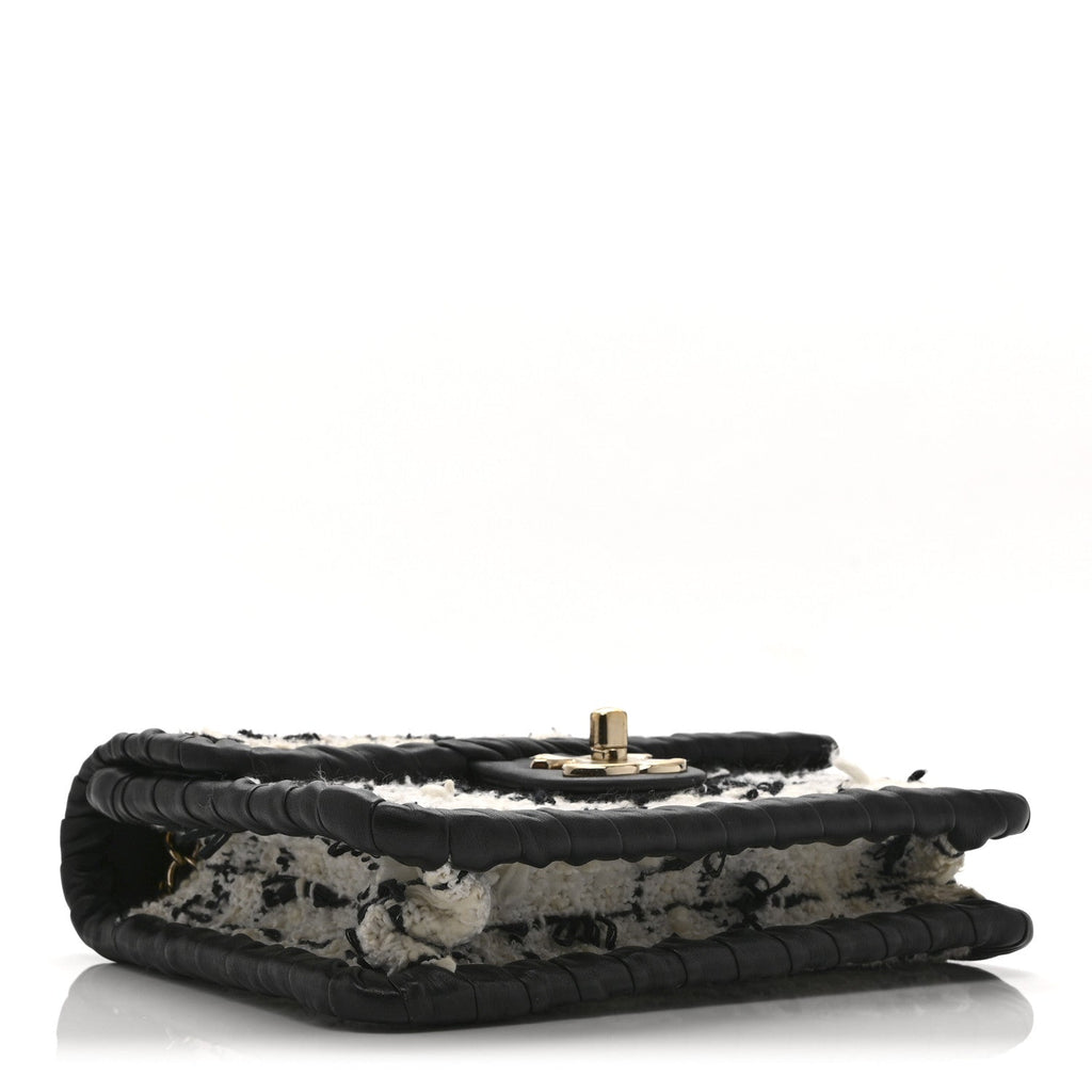 Chanel Tweed Braided Calfskin Mini My Own Frame Flap Grey Black