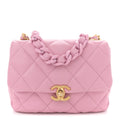 Chanel Lambskin Quilted Mini Lacquered Chain Flap Pink