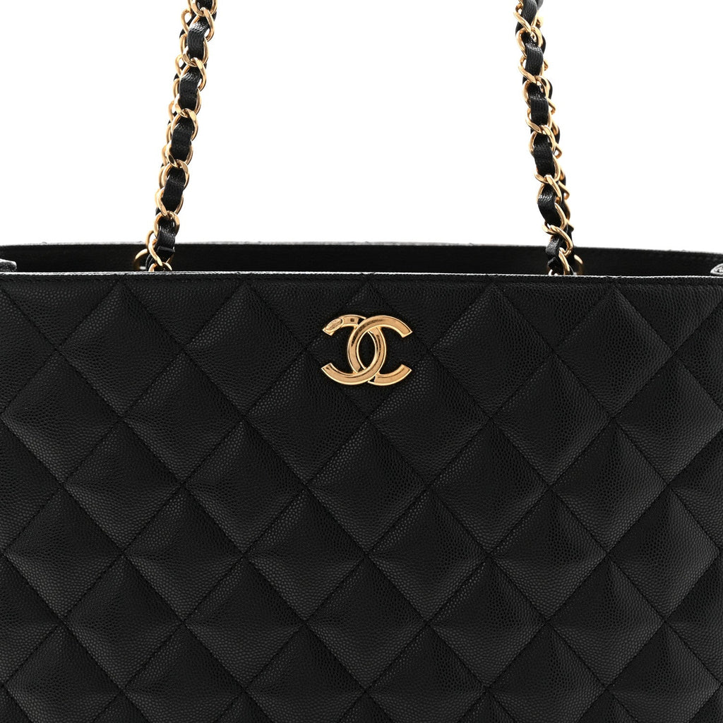 Chanel Caviar Quilted Small Shopping Tote Black