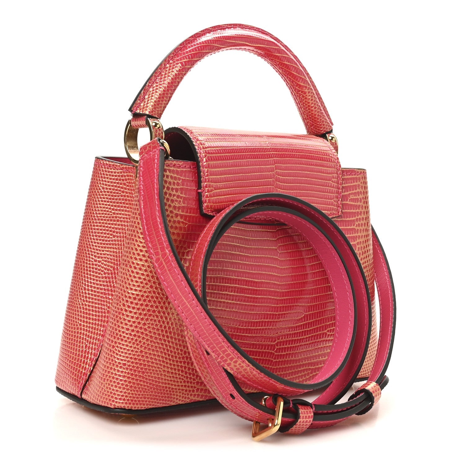 Louis Vuitton Metallic Lizard Capucines Mini Fuchsia Gold