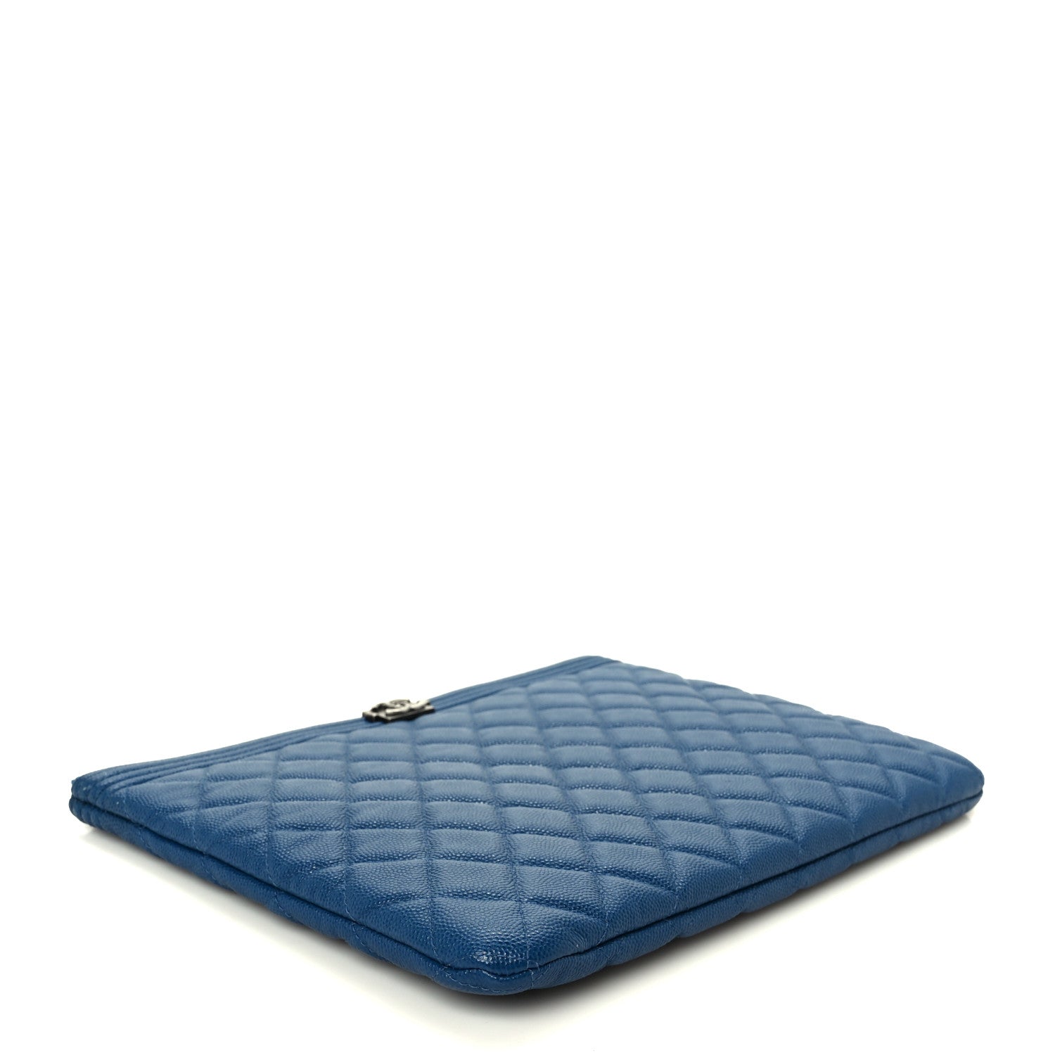 Caviar Quilted Medium Boy Cosmetic Case Blue