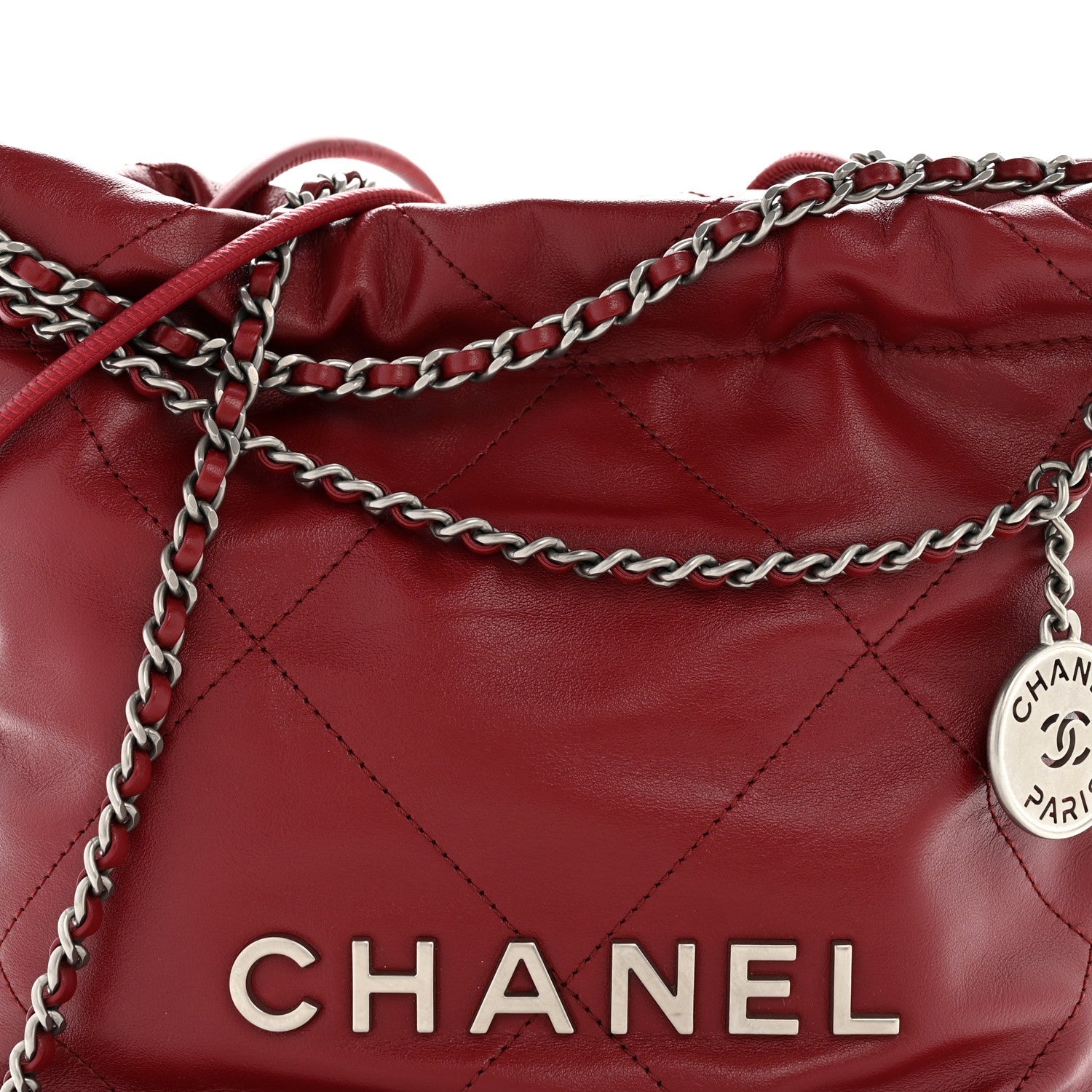 Chanel Shiny Calfskin Quilted Mini Chanel 22 Red