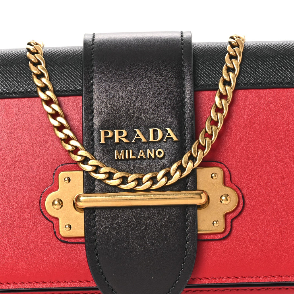 Prada Saffiano City Calf Cahier Belt Bag Fuoco Black