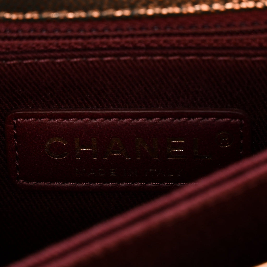 Chanel Metallic Caviar Quilted Mini Coco Handle Flap Gold