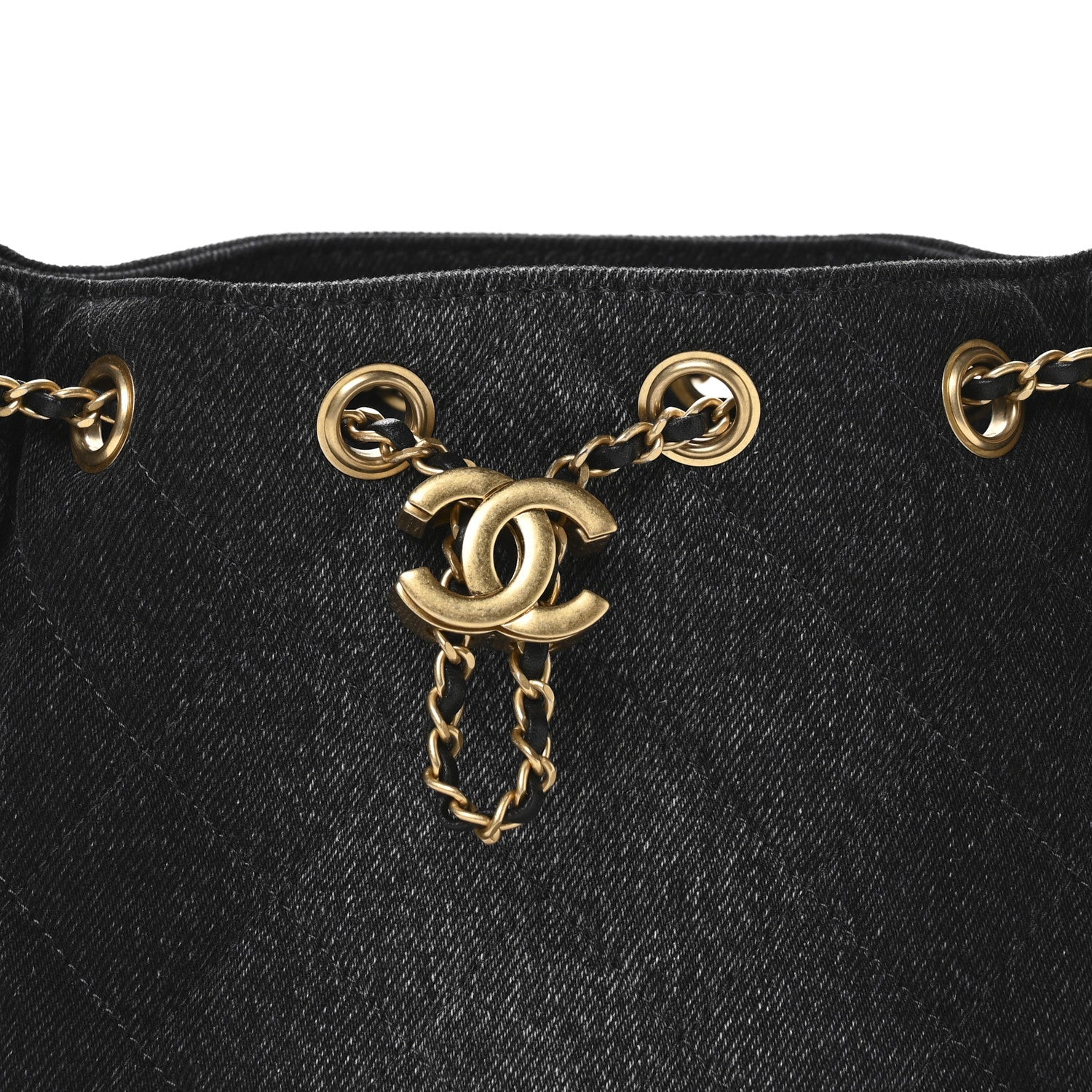 Chanel Washed Denim Quilted Mini Chanel 25 Handbag Black