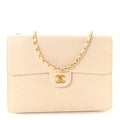 Chanel Caviar Stitch Medium Single Flap Beige Clair