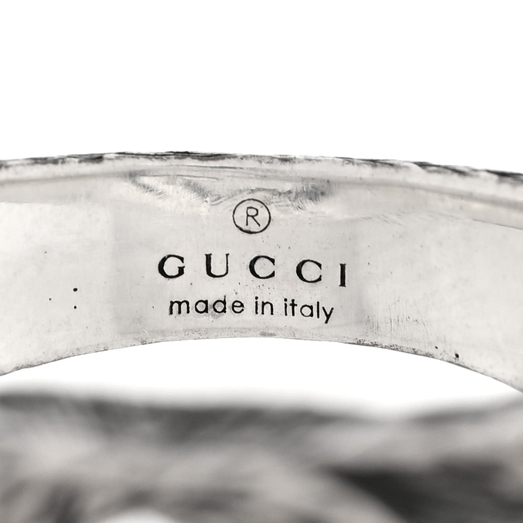 Gucci Sterling Silver Interlocking GG Signet Ring 63 10.25