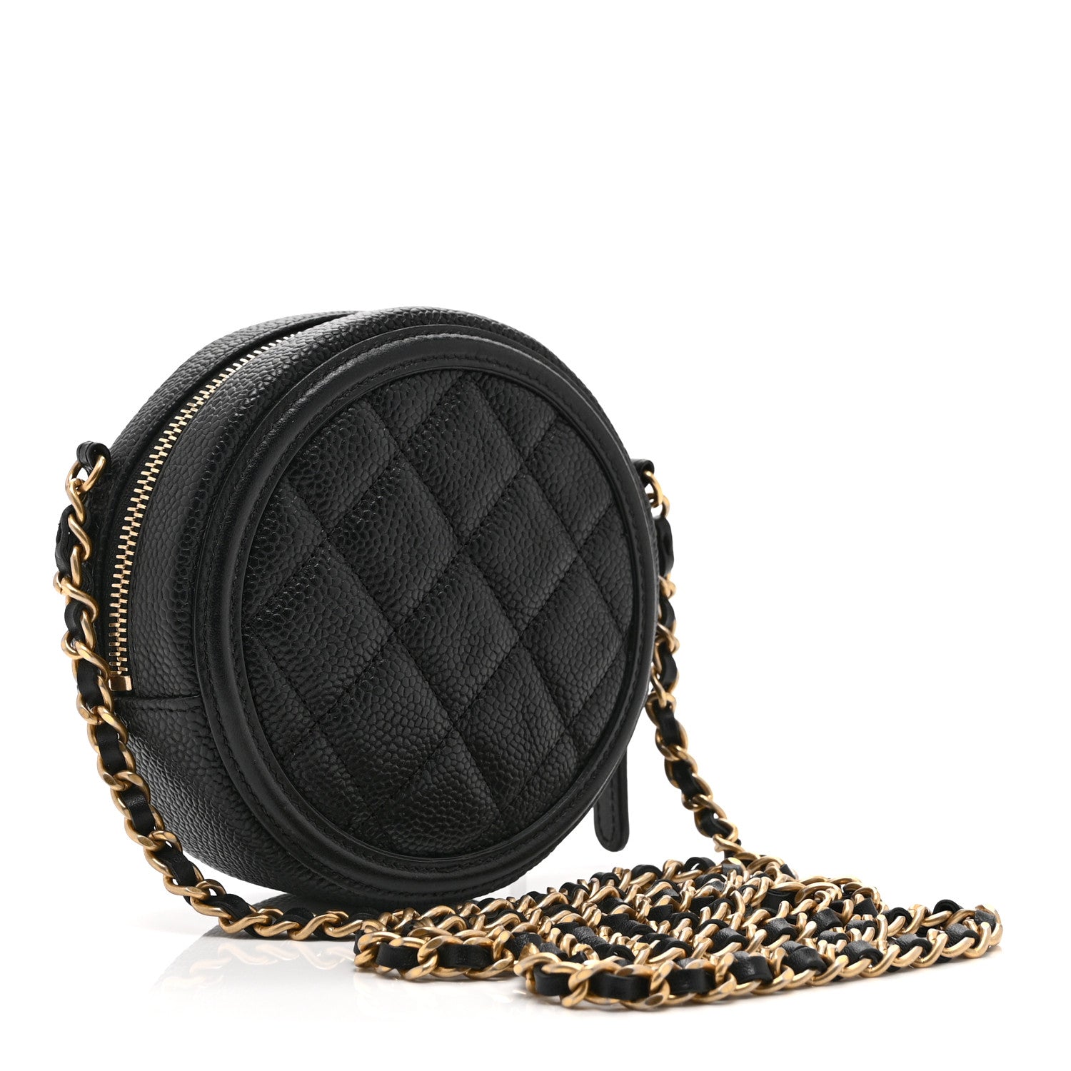 Chanel Caviar Quilted Round Filigree Crossbody Black