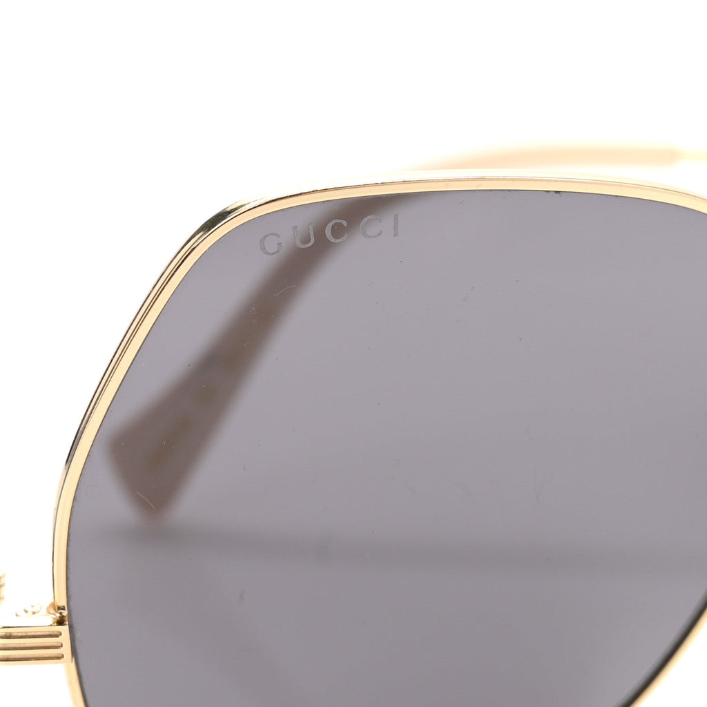 Gucci Metal Frame Sunglasses GG0972S Gold Brown