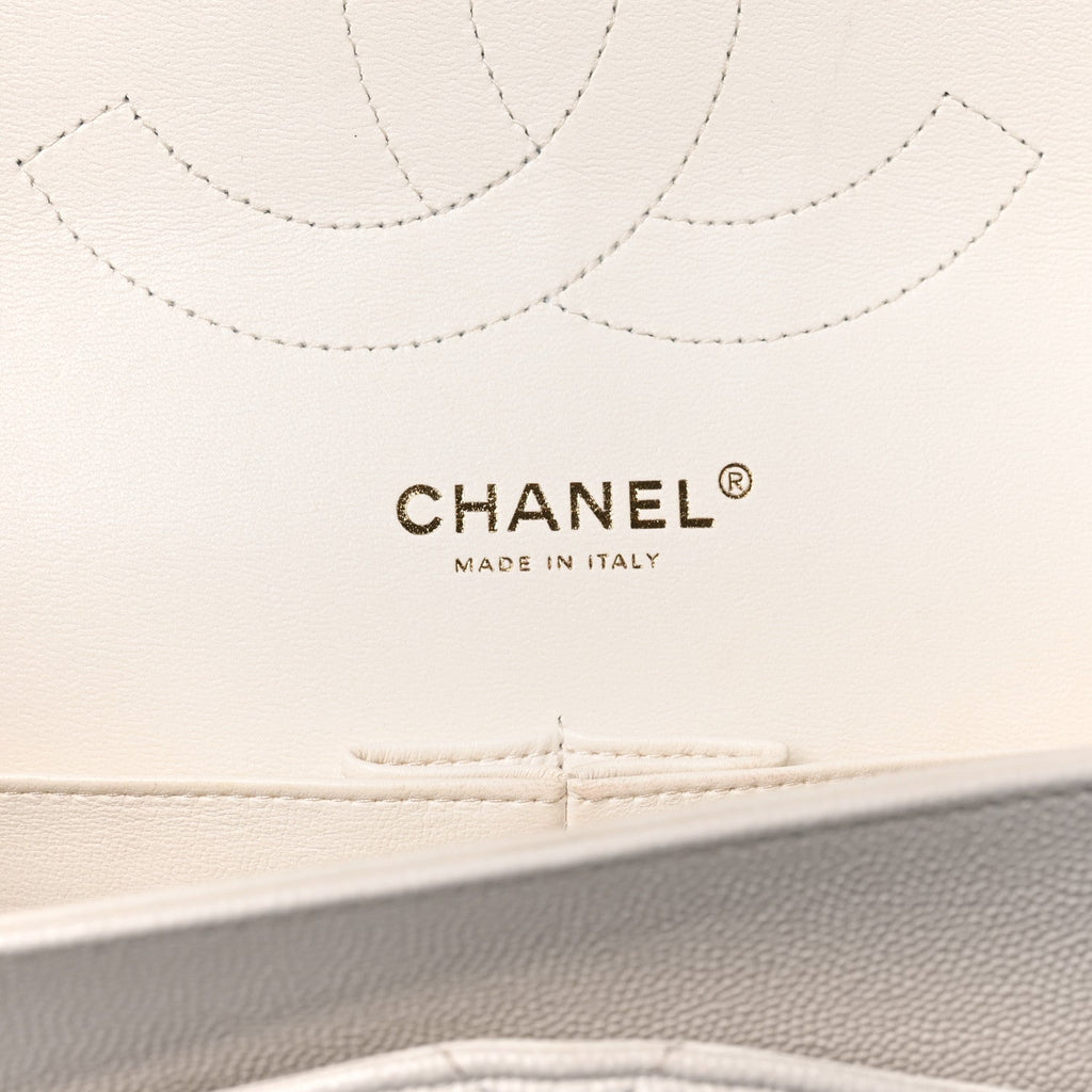 Chanel Caviar Quilted Jumbo Double Flap White