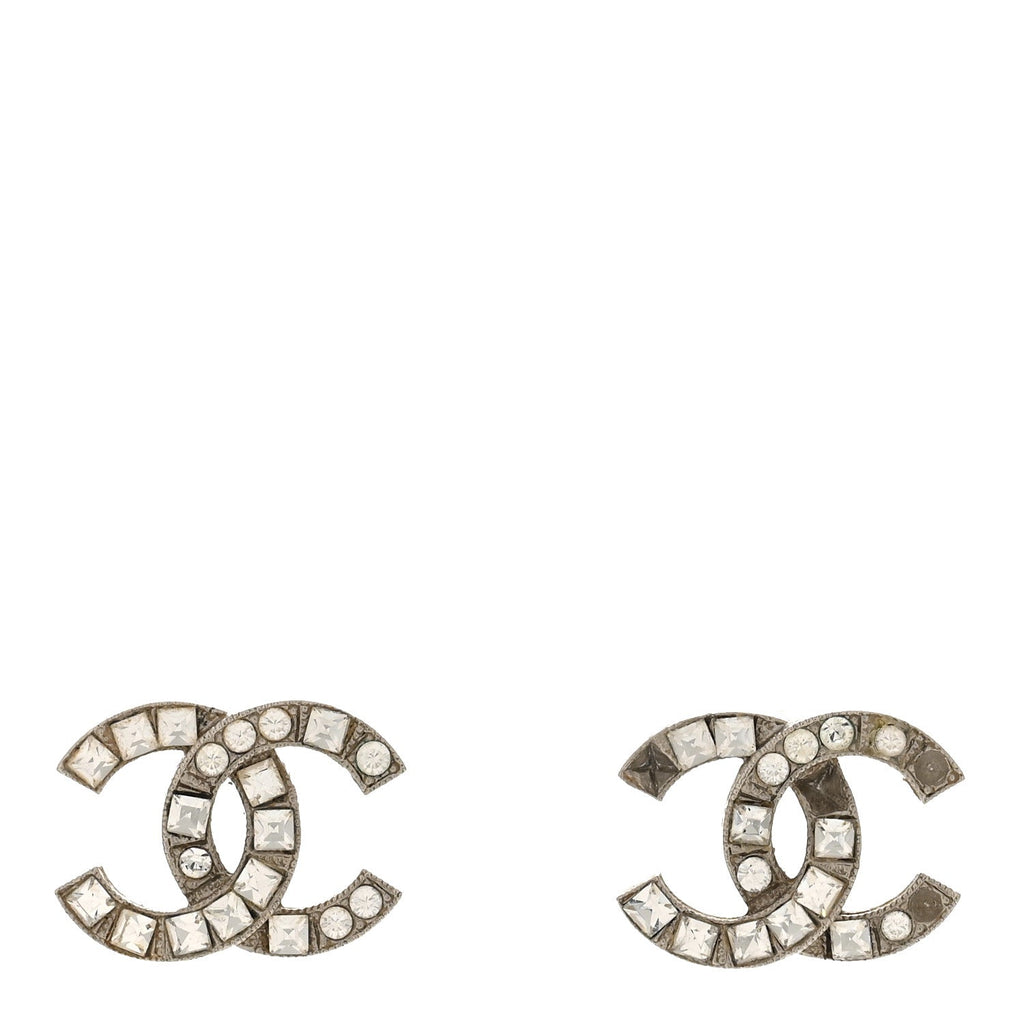 Baguette Crystal CC Earrings Silver