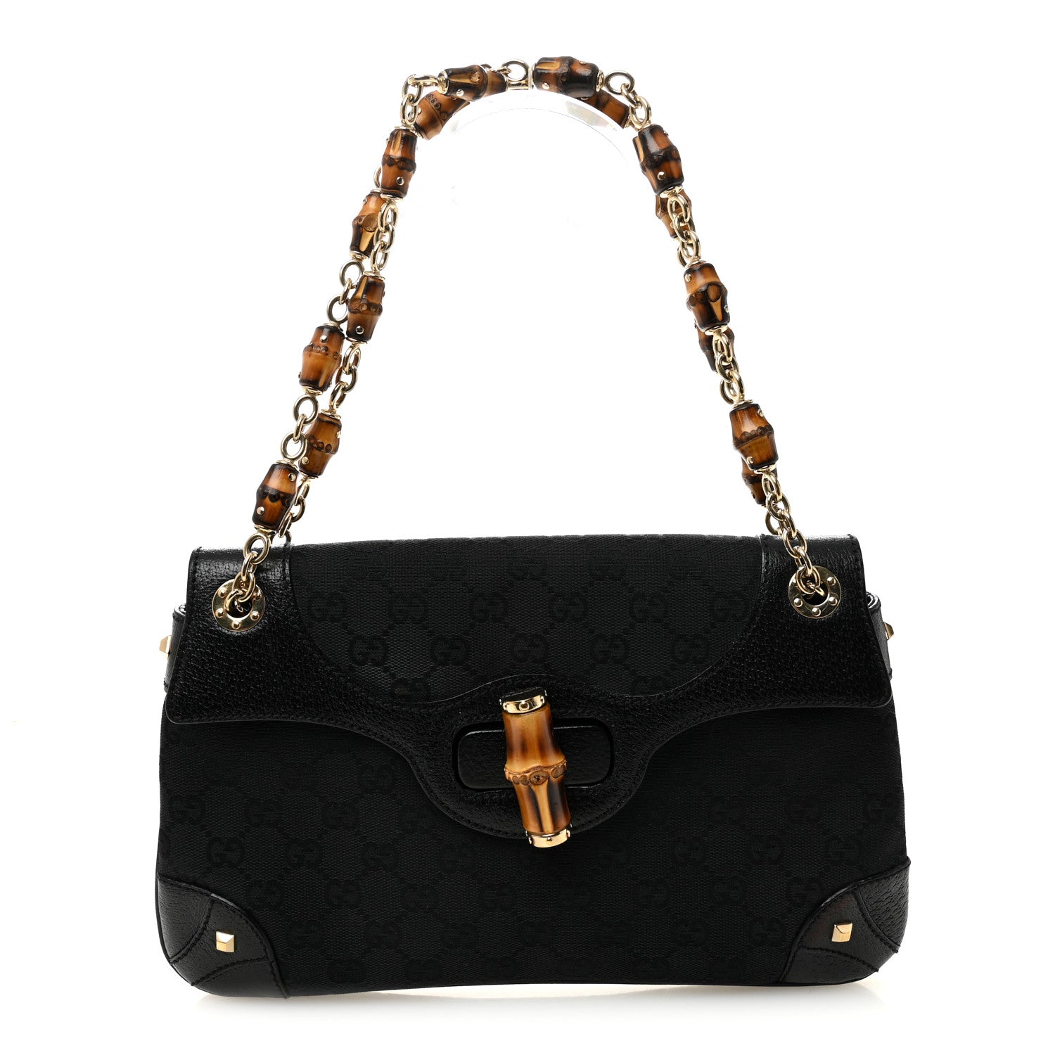 Gucci Monogram Bamboo Chain Bag Black